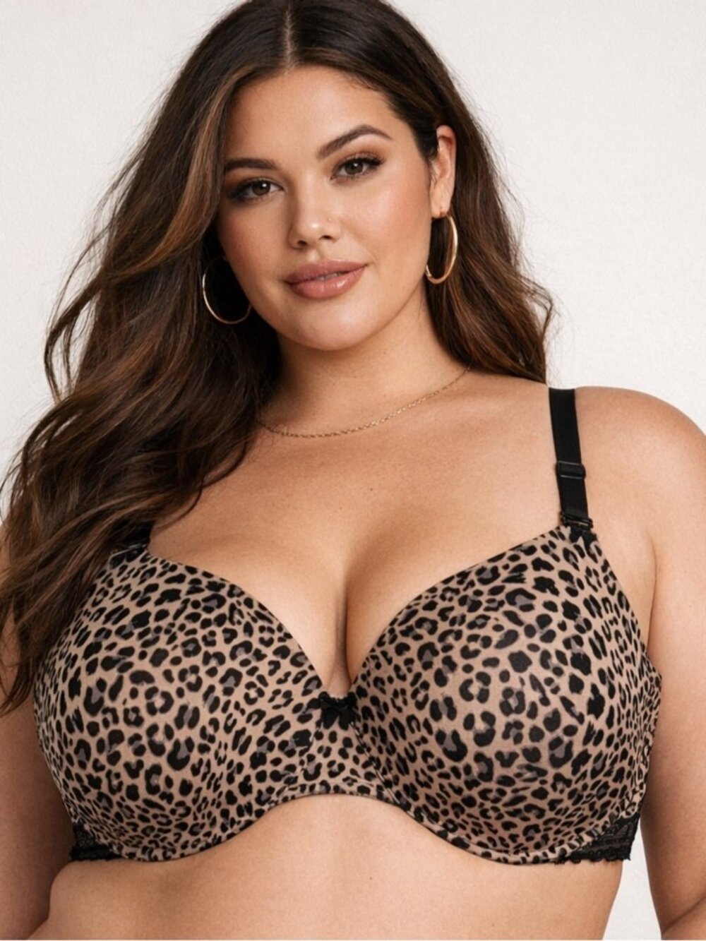 Paramour Felina Gorgeous Full Figure T-Shirt Bra 40H Leopard Underwire Lined